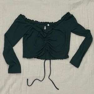Emerald green long sleeve crop top